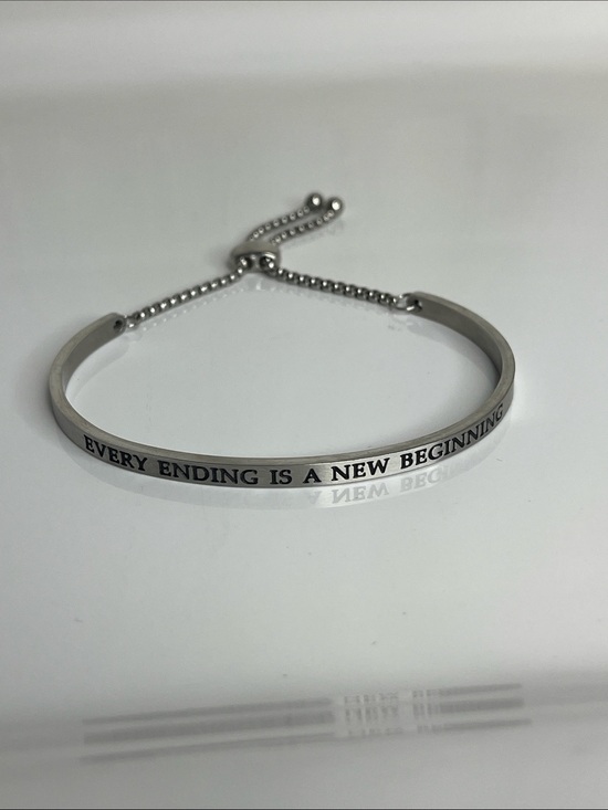 Jewelry - Silver Inspirational Bangle Bracelet "Every Ending Is A New Beginning"